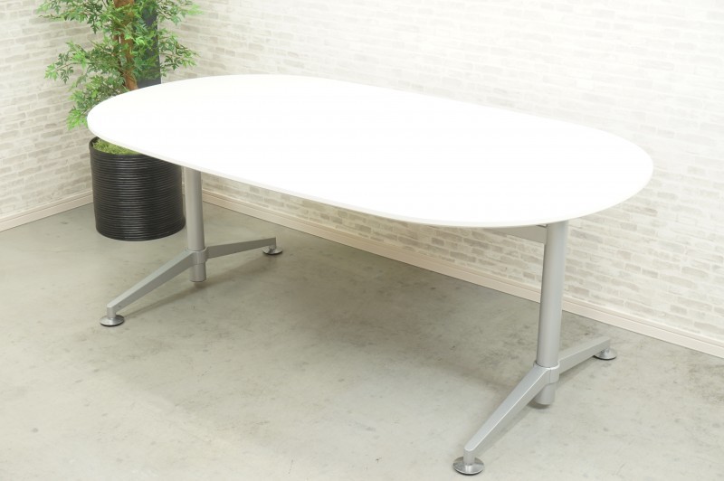 コクヨ ビューライズシリーズ 1810テーブル〔楕円形、昇降機能付、ホワイト天板〕