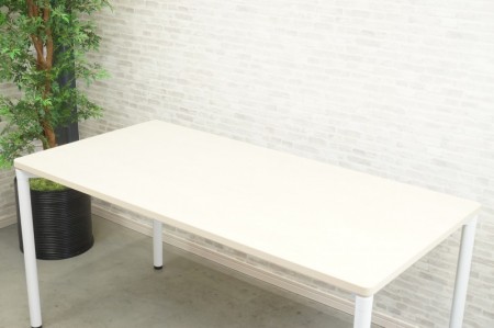 コクヨ ジュートシリーズ 1575テーブル〔4本・ホワイト・丸脚、ホワイトナチュラル天板〕