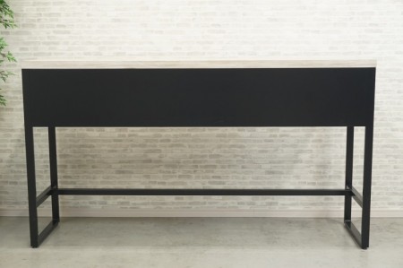 オカムラ アルトピアッツァシリーズ 1845ハイテーブル〔ブラック脚、ビンテージエルム天板〕