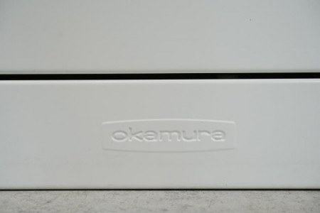オカムラ レクトライン 3段ラテラル〔W800、木目天板付、ホワイト〕