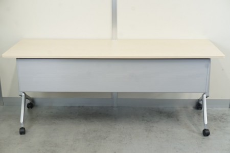 コクヨ リーフラインシリーズ 1860フォールディングテーブル〔幕板・棚付、ホワイトナチュラル天板〕