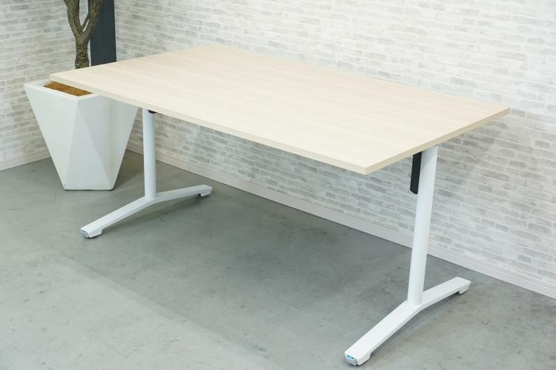 コクヨ デイズテーブル フリップトップ 1590テーブル〔天板固定式、ホワイト脚〕