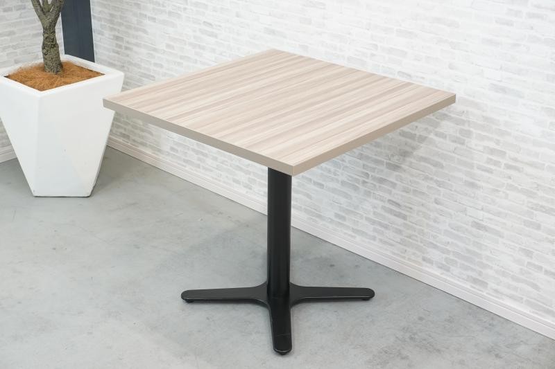 角テーブル〔W750、ブラック脚、木目天板〕