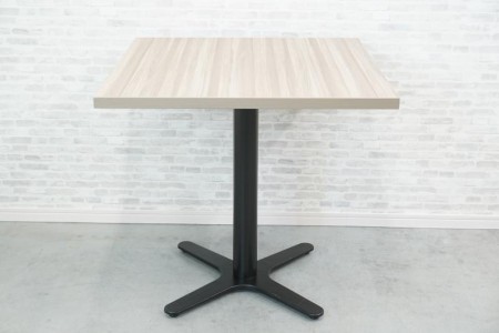 角テーブル〔W750、ブラック脚、木目天板〕