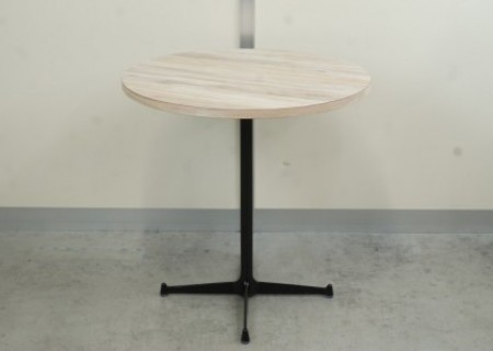 相合 円テーブル〔700Φ、ブラック脚、ナチュラル天板〕