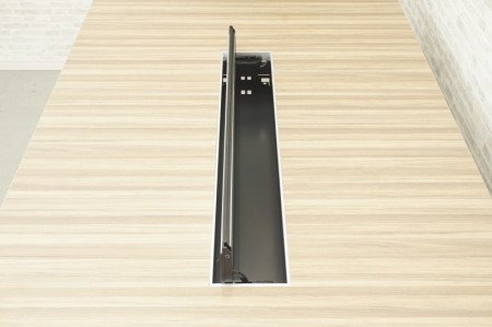 コクヨ サイビシリーズ 1890テーブル〔ポリッシュ脚、配線ユニット付、グレインドミディアム天板〕