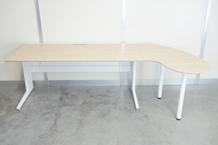 オカムラ プロユニット 167平机+サイドテーブルセット〔L脚、幕板付、ナチュラル色〕 2016年製