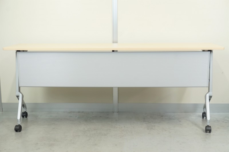 コクヨ リーフラインシリーズ 1845フォールディングテーブル〔幕板付、ホワイトナチュラル天板〕