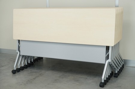 コクヨ リーフライン 1545フォールディングテーブル6台セット〔幕板・棚付、ナチュラル色天板〕